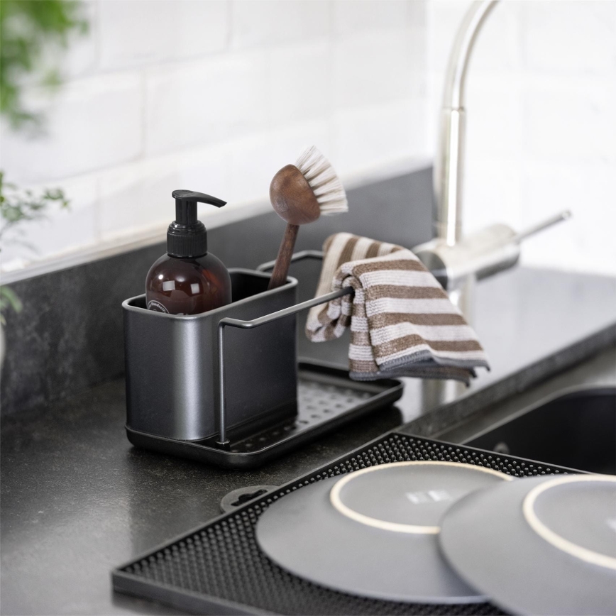 WENKO 55078100 - Organizér BLACK OUTDOOR KITCHEN 21x12 cm nerez/černá
