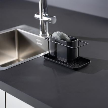 WENKO 55078100 - Organizér BLACK OUTDOOR KITCHEN 21x12 cm nerez/černá