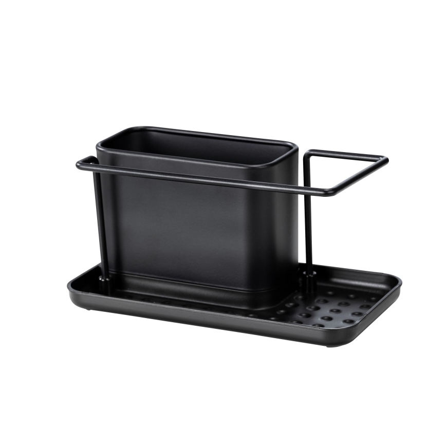 WENKO 55078100 - Organizér BLACK OUTDOOR KITCHEN 21x12 cm nerez/černá