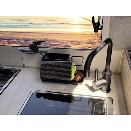 WENKO 55078100 - Organizér BLACK OUTDOOR KITCHEN 21x12 cm nerez/černá