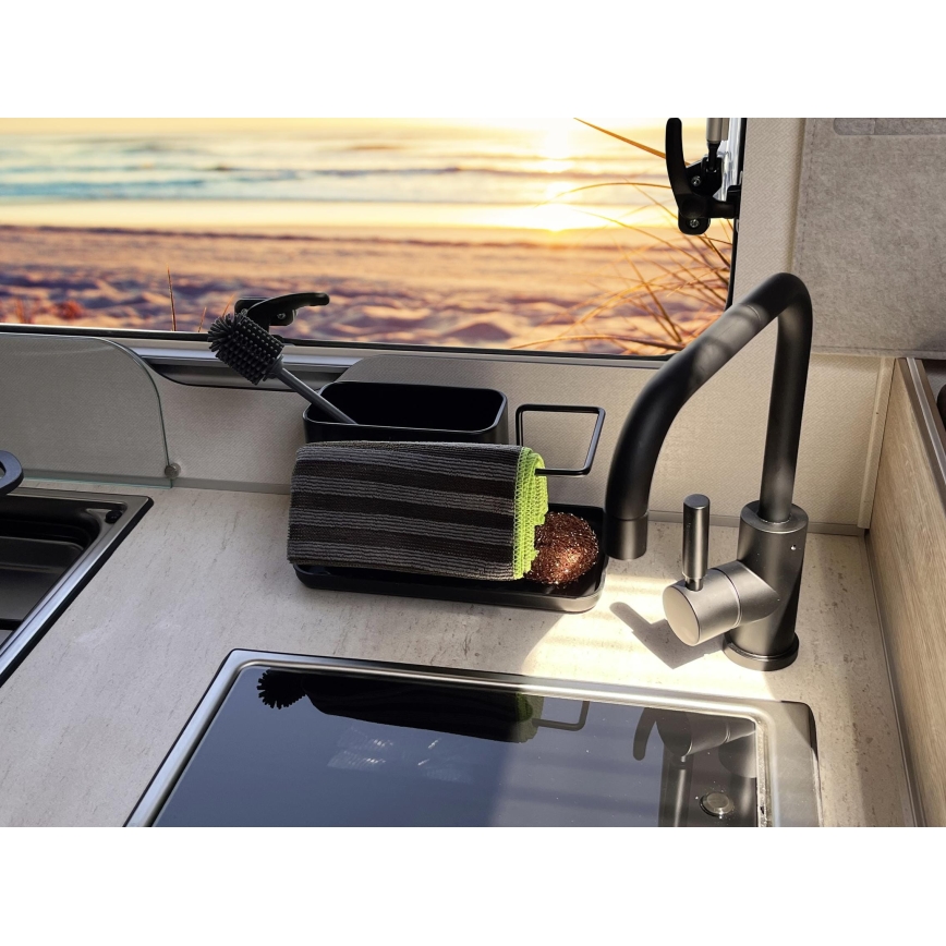 WENKO 55078100 - Organizér BLACK OUTDOOR KITCHEN 21x12 cm nerez/černá