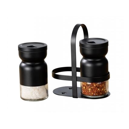 WENKO 55081100 - Kořenková sada BLACK OUTDOOR KITCHEN 12x14,5 cm čirá/černá