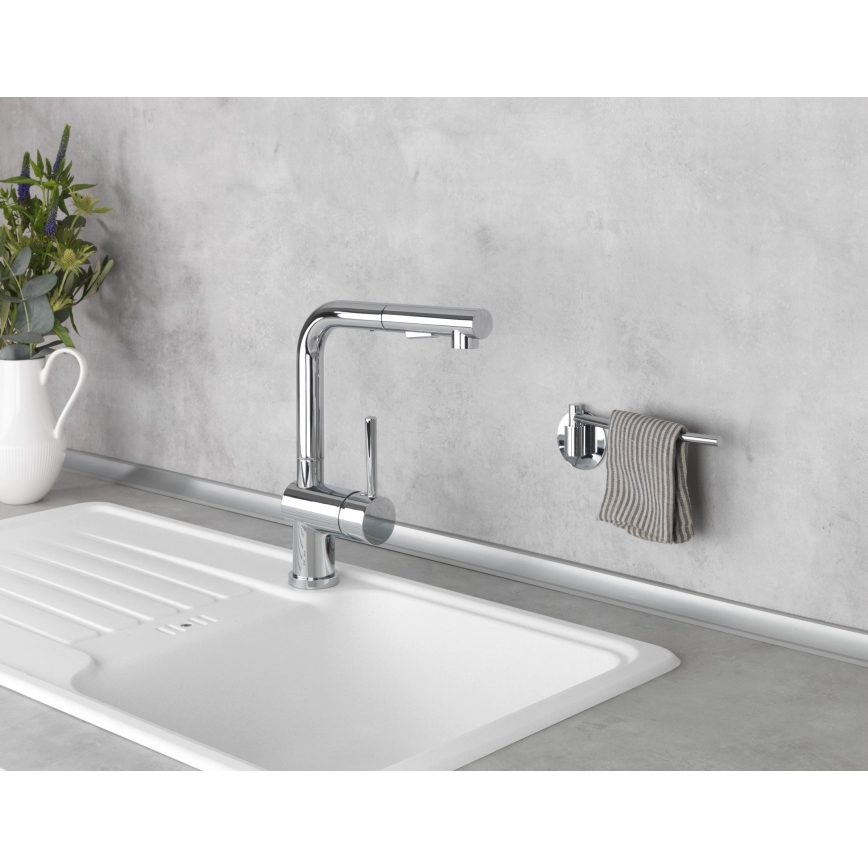 WENKO 5639100 - Držák na utěrky TURBO-LOC KÜCHE 23x6,5 cm nerez/stříbrná