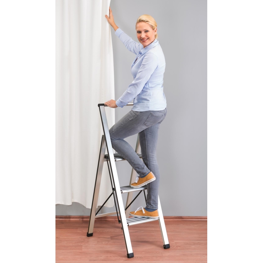 WENKO 601011100 - Schůdky ALU-DESIGN 44x101 cm stříbrná/černá