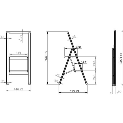 WENKO 601015100 - Schůdky ALU-DESIGN 44x101 cm bílá/šedá