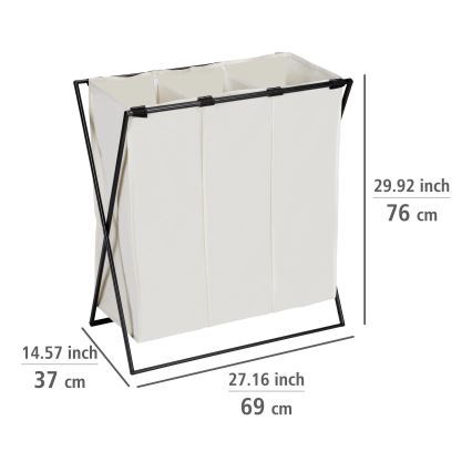 WENKO 71298800 - Koš na prádlo TRIO 69x76 cm krémová/černá
