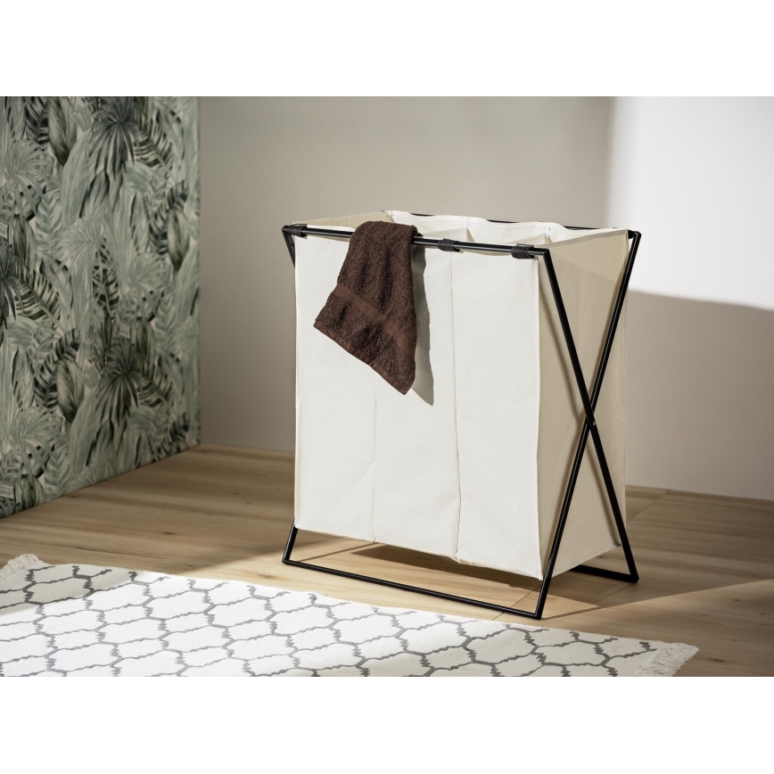 WENKO 71298800 - Koš na prádlo TRIO 69x76 cm krémová/černá