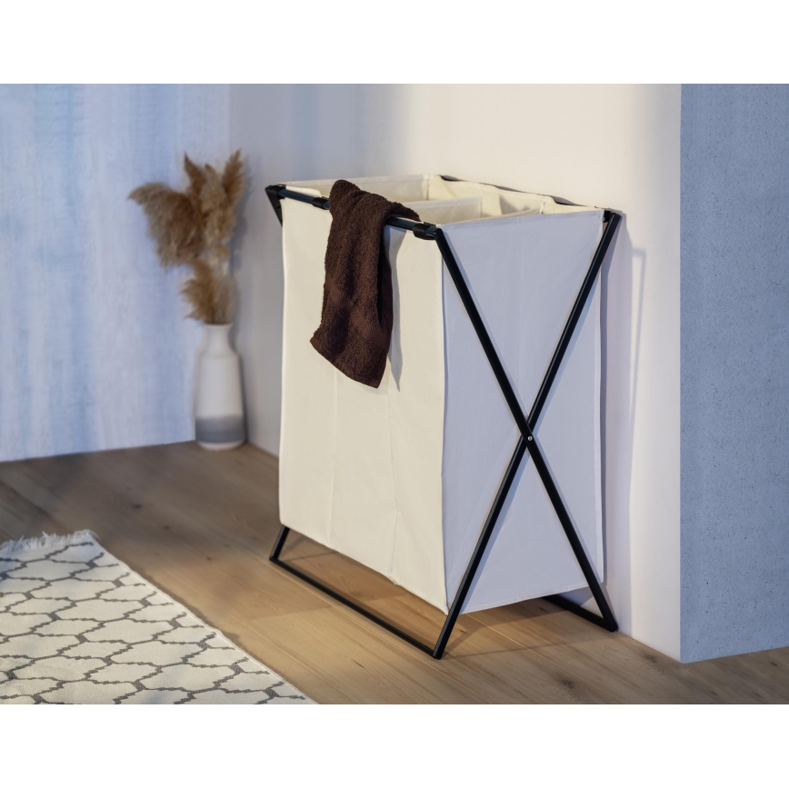 WENKO 71298800 - Koš na prádlo TRIO 69x76 cm krémová/černá