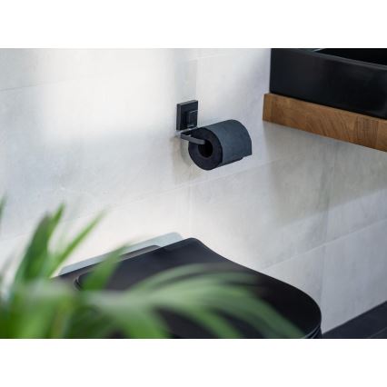 WENKO 71447800 - Držák toaletního papíru VACUUM-LOC QUADRO ED 14x11 cm černá