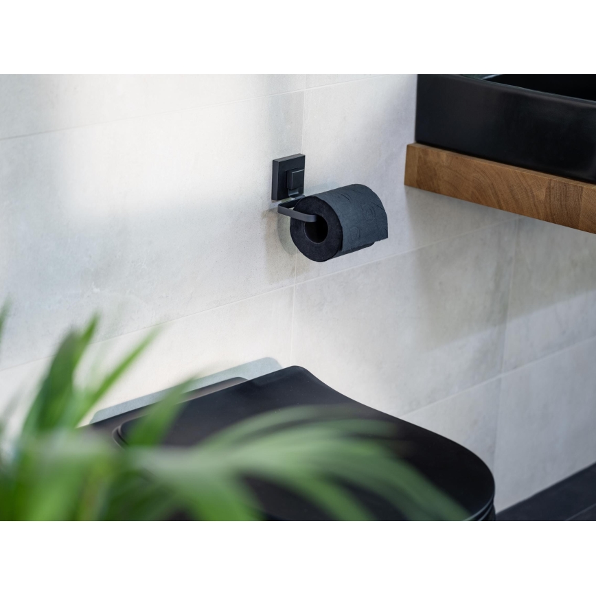 WENKO 71447800 - Držák toaletního papíru VACUUM-LOC QUADRO ED 14x11 cm černá