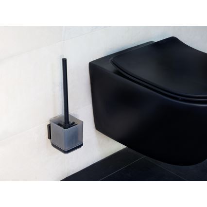 WENKO 71450800 - WC set VACUUM-LOC QUADRO ED 9,5x37 cm černá