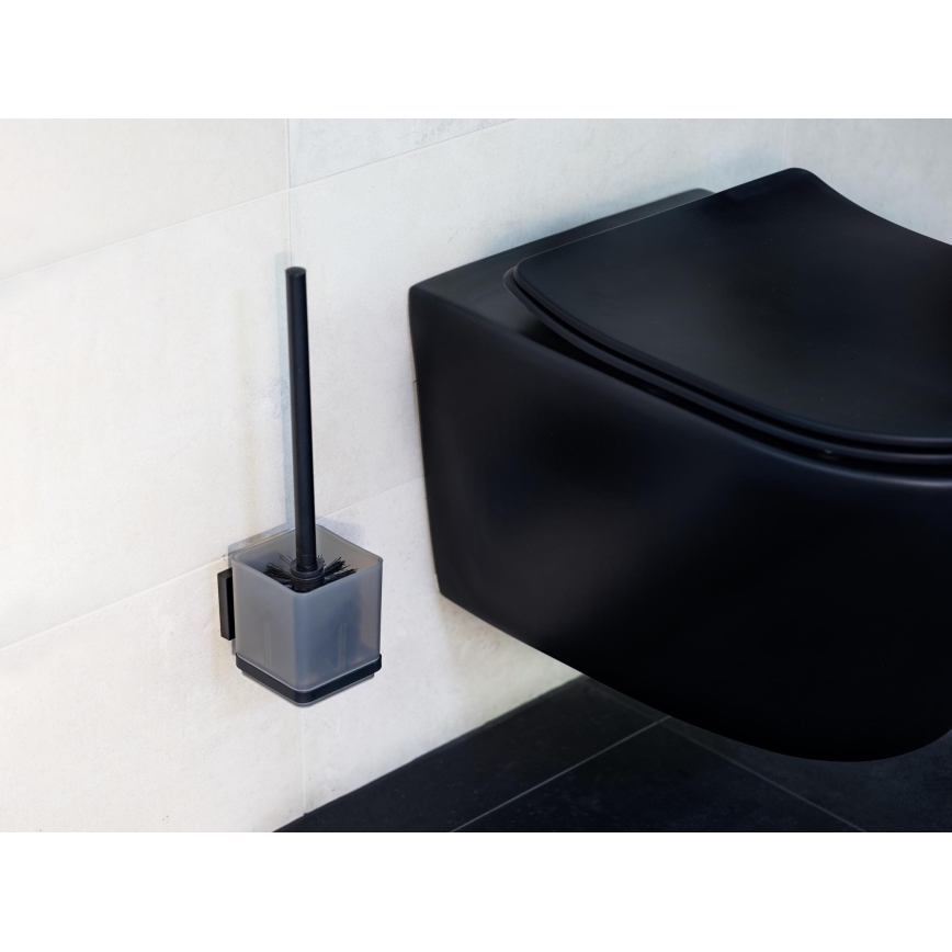 WENKO 71450800 - WC set VACUUM-LOC QUADRO ED 9,5x37 cm černá