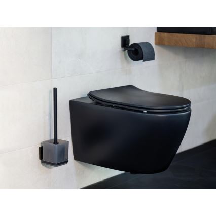 WENKO 71450800 - WC set VACUUM-LOC QUADRO ED 9,5x37 cm černá