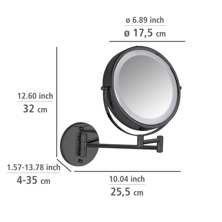WENKO 71559800 - Zrcadlo POWER-LOC 25,5x32 cm černá