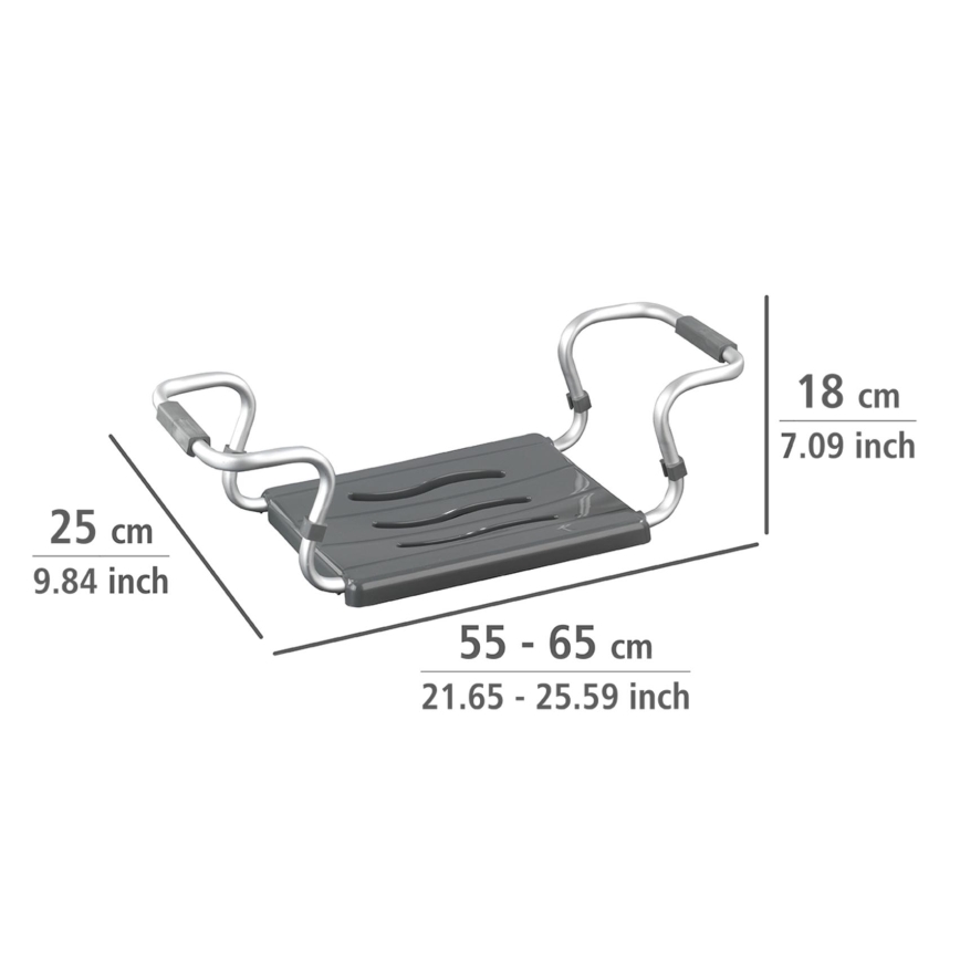 WENKO 73392500-Sedátko SICHERHEIT IM BAD 26x18 cm stříbrná/antracit