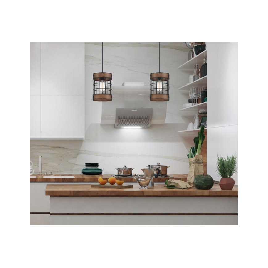 Westinghouse 61179 - Lustr na lanku LANGSTON 1xE27/60W/230V pr. 19 cm barnwood