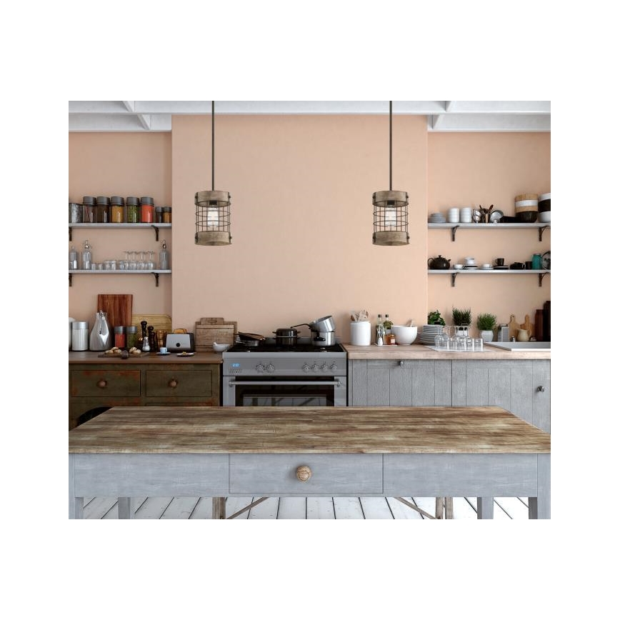 Westinghouse 61180 - Lustr na lanku LANGSTON 1xE27/60W/230V pr. 19 cm borovice