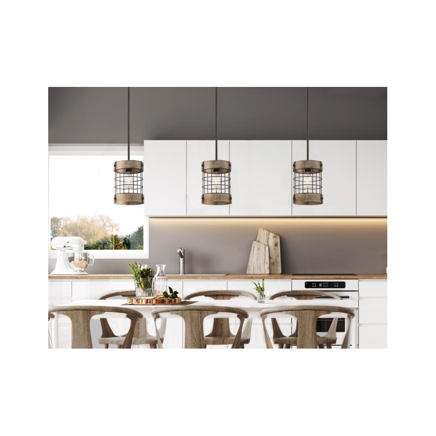 Westinghouse 61180 - Lustr na lanku LANGSTON 1xE27/60W/230V pr. 19 cm borovice