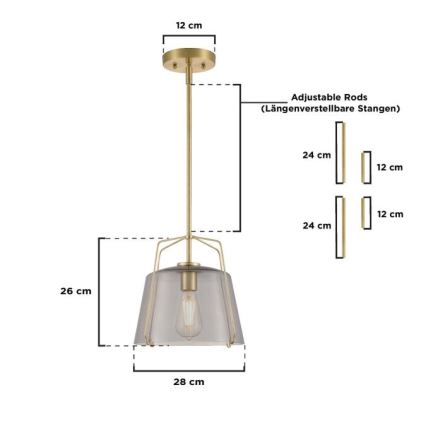 Westinghouse 61251 - Lustr na tyči HALLEIN 1xE27/60W/230V pr. 28 cm