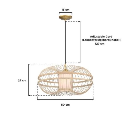 Westinghouse 61255 - Lustr na lanku TULCEA 1xE27/60W/230V pr. 50 cm bambus
