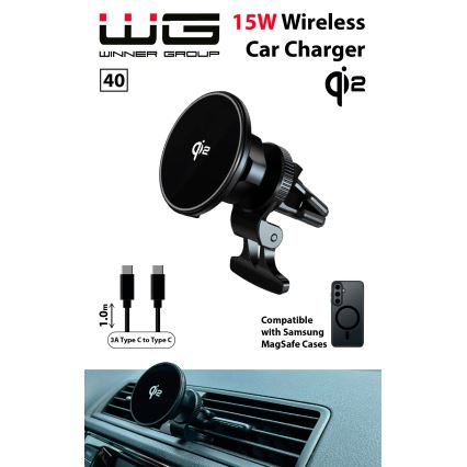 Winner Group - Bezdrátová nabíječka a držák do auta 15W Qi2 MagSafe