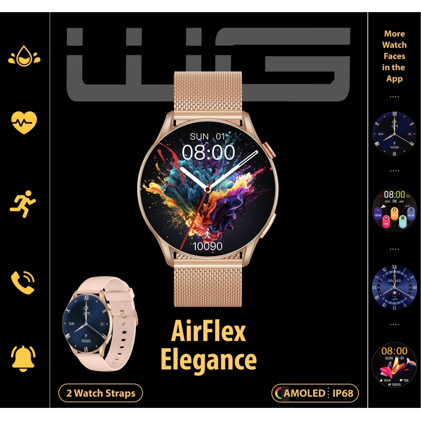 Winner Group - Chytré hodinky AirFlex 2 Elegance 280 mAh IP68 zlatá