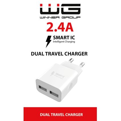 Winner Group - Nabíjecí adaptér 2xUSB-A 12W bílá