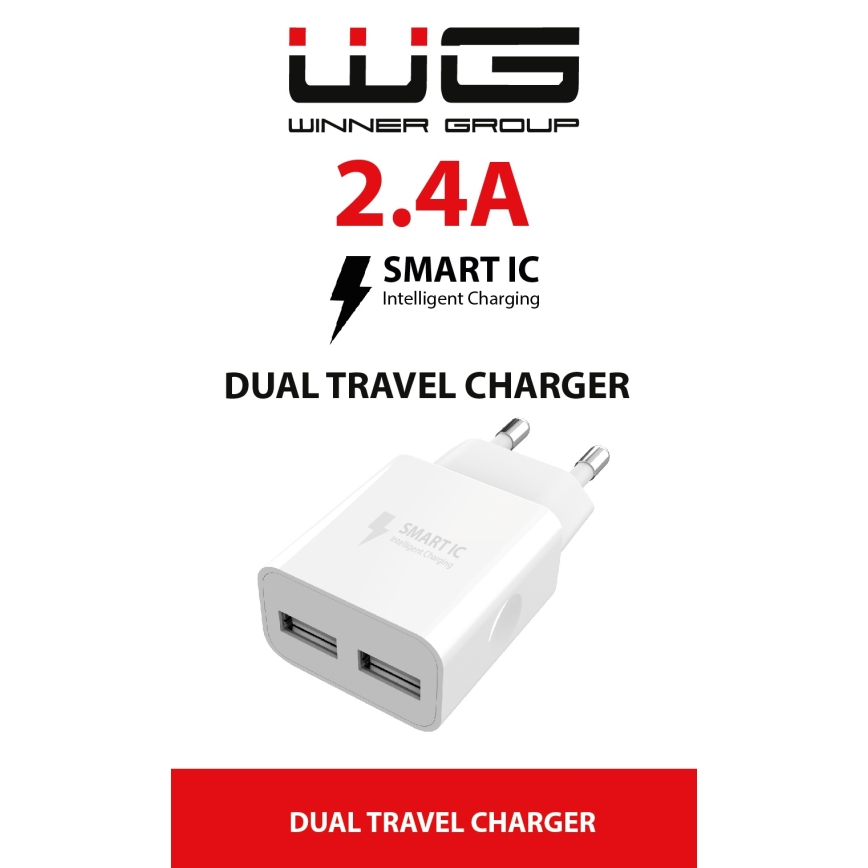 Winner Group - Nabíjecí adaptér 2xUSB-A 12W bílá