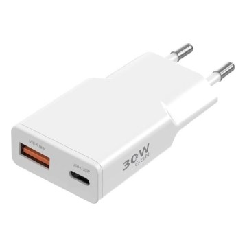Winner Group - Nabíjecí adaptér GaN 1xUSB-A + 1xUSB-C 30W bílá