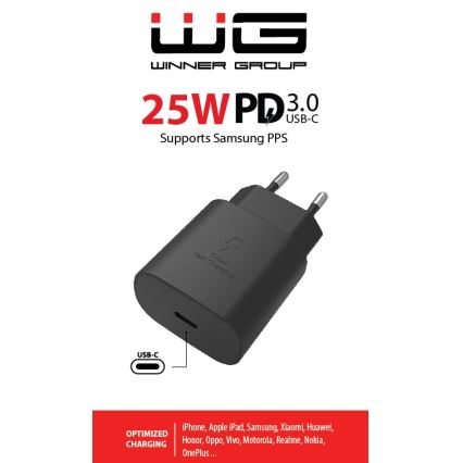 Winner Group - Rychlonabíjecí adaptér 1xUSB-C Power Delivery 25W černá