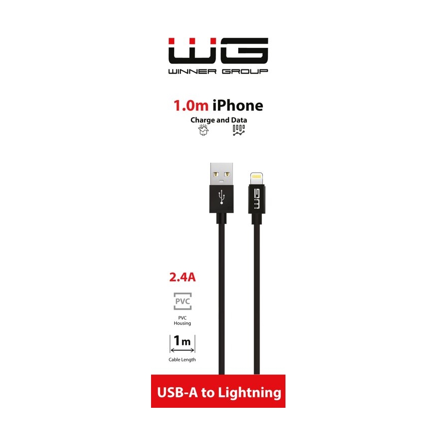 Winner Group - USB kabel Lightning / USB-A 1m černá
