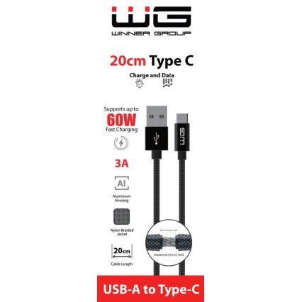 Winner Group - USB kabel USB-C / USB-A 60W 20cm černá