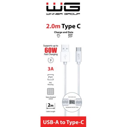 Winner Group - USB kabel USB-C / USB-A 60W 2m bílá