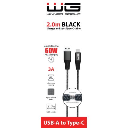 Winner Group - USB kabel USB-C / USB-A 60W 2m černá