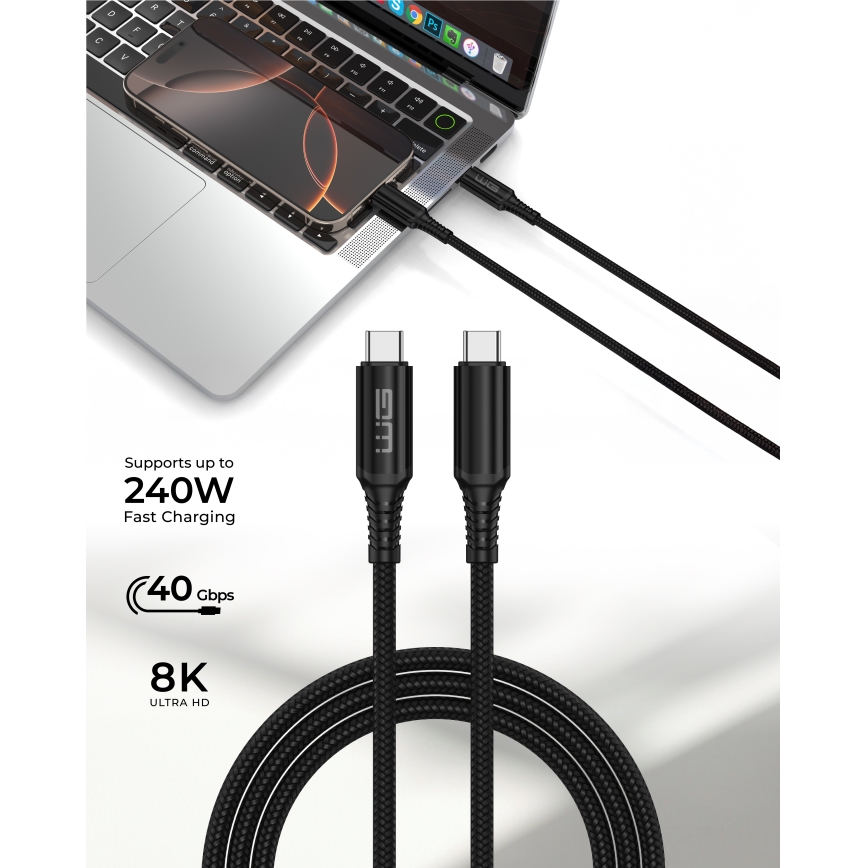 Winner Group - USB kabel USB-C / USB-C 240W 1m černá