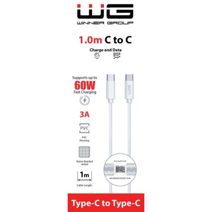 Winner Group - USB kabel USB-C / USB-C 60W 1m bílá