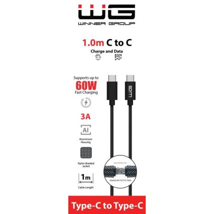 Winner Group - USB kabel USB-C / USB-C 60W 1m černá