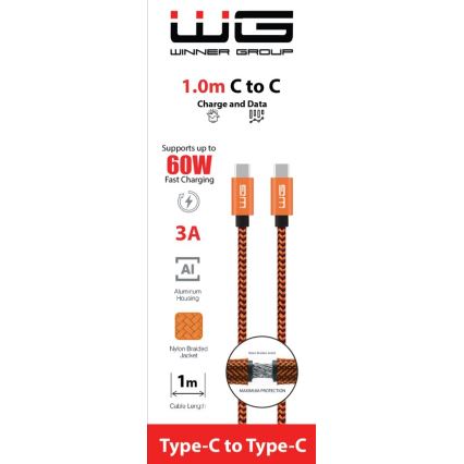 Winner Group - USB kabel USB-C / USB-C 60W 1m oranžová