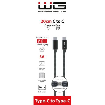 Winner Group - USB kabel USB-C / USB-C 60W 20cm černá