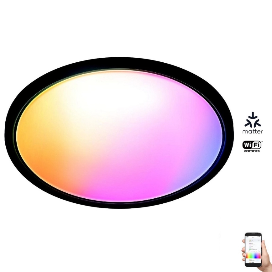WiZ - LED RGB Stmívatelné stropní svítidlo SUPERSLIM LED/32W/230V 2700-6500K Wi-Fi černá
