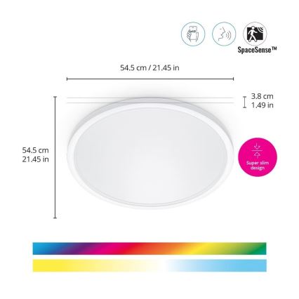 WiZ - LED RGB Stmívatelné stropní svítidlo SUPERSLIM LED/32W/230V 2700-6500K Wi-Fi bílá