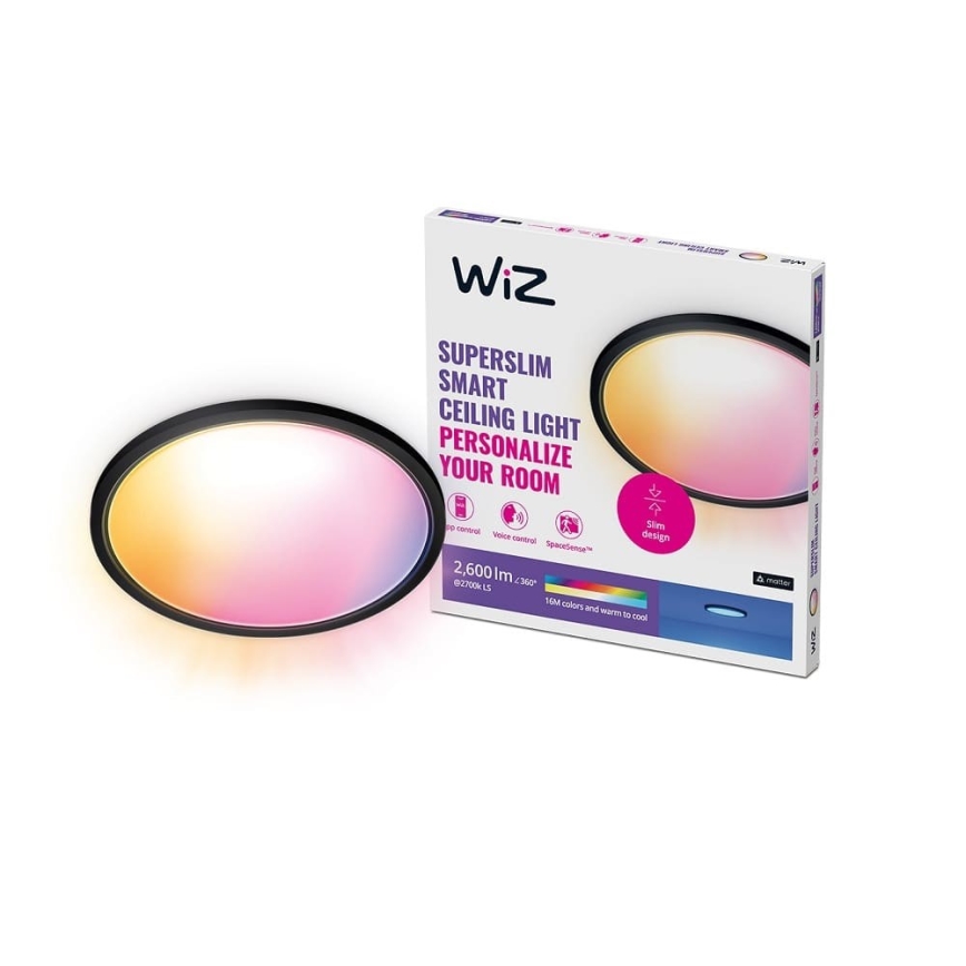 WiZ - LED RGB Stmívatelné stropní svítidlo SUPERSLIM LED/32W/230V 2700-6500K Wi-Fi černá