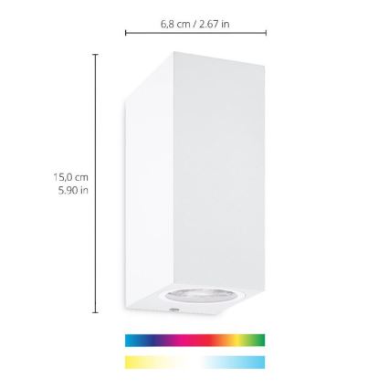 WiZ - LED RGBW Stmívatelné nástěnné svítidlo UP&DOWN 2xGU10/4,7W/230V 2200-6500K Wi-Fi CRI 90 bílá