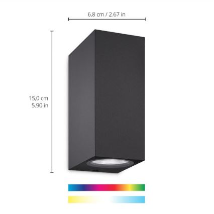 WiZ -LED RGBW Stmívatelné nástěnné svítidlo UP&DOWN 2xGU10/4,7W/230V 2200-6500K Wi-Fi CRI 90 černá