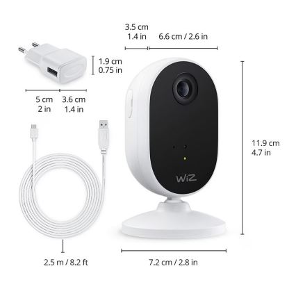 WiZ - Sada pro monitorování domácnosti: 1x kamera + 3x LED RGB žárovka A60 E27/8,5W/230V Wi-Fi