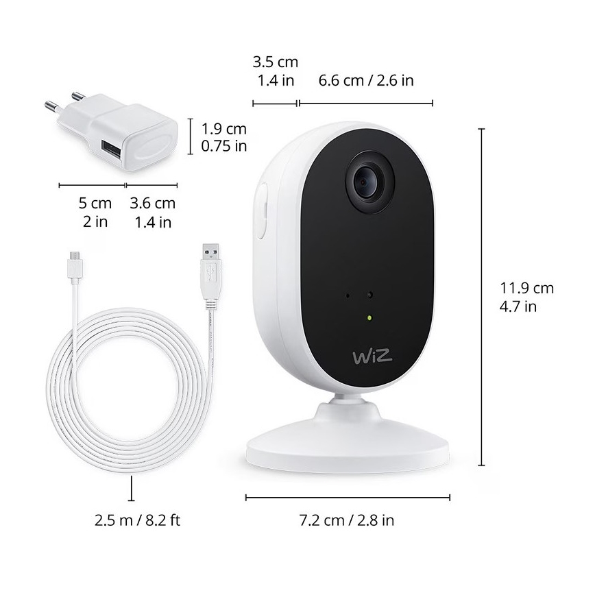 WiZ - Sada pro monitorování domácnosti: 1x kamera + 3x LED RGB žárovka A60 E27/8,5W/230V Wi-Fi