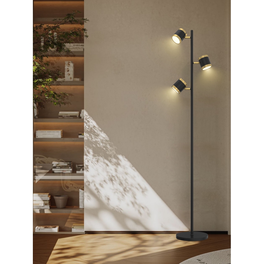 Wofi 3003-304S - LED Stmívatelná stojací lampa TOULOUSE 3xLED/7W/230V černá/zlatá