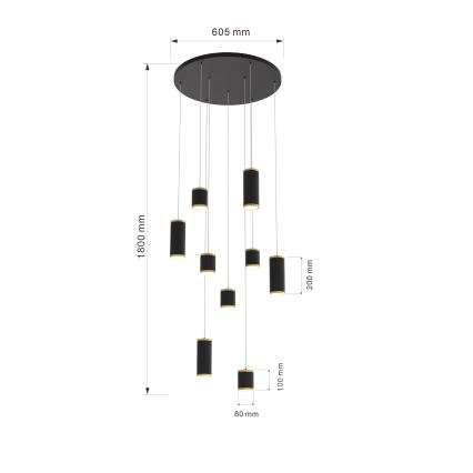 Wofi 5003-904 - LED Stmívatelný lustr na lanku TOULOUSE LED/57W/230V černá/zlatá