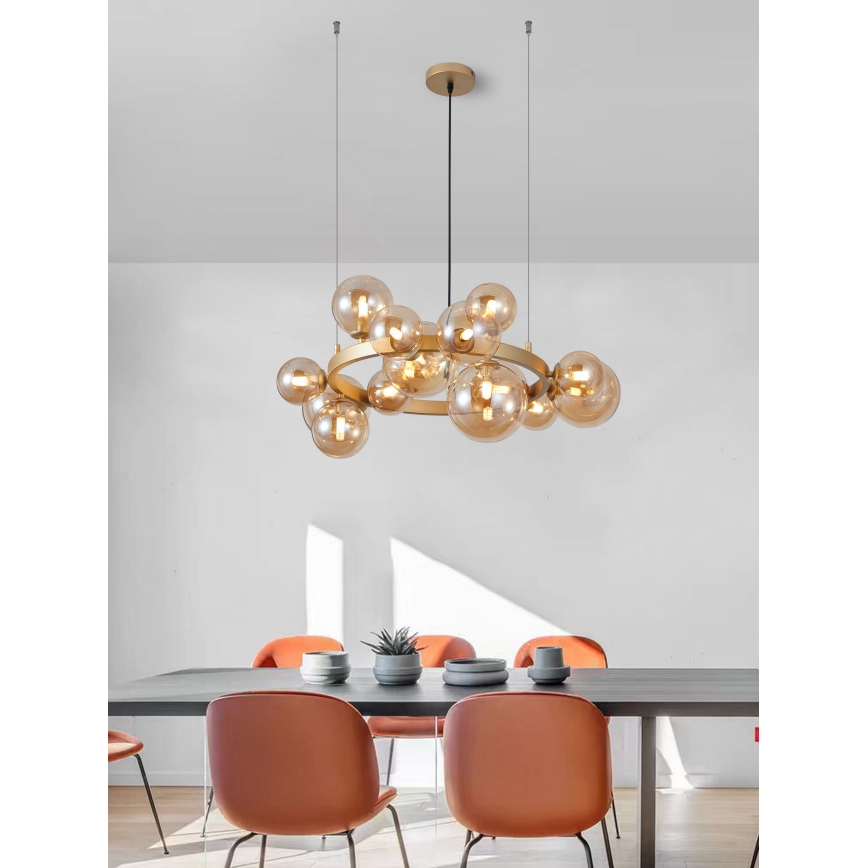 Wofi 5014-1501W - LED Lustr na lanku VILLA 15xG9/3W/230V zlatá