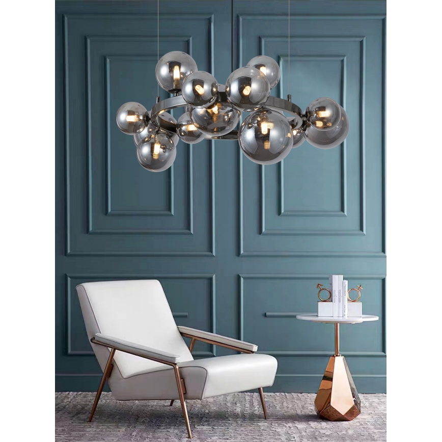Wofi 5014-1505W - LED Lustr na lanku VILLA 15xG9/3W/230V černá